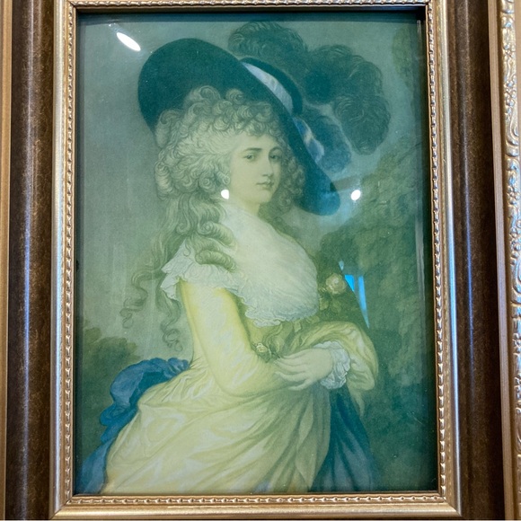 Convex Bubble Glass Framed Portrait Print Ornate Gold Frame 8x10 Victorian Lady - Picture 6 of 16